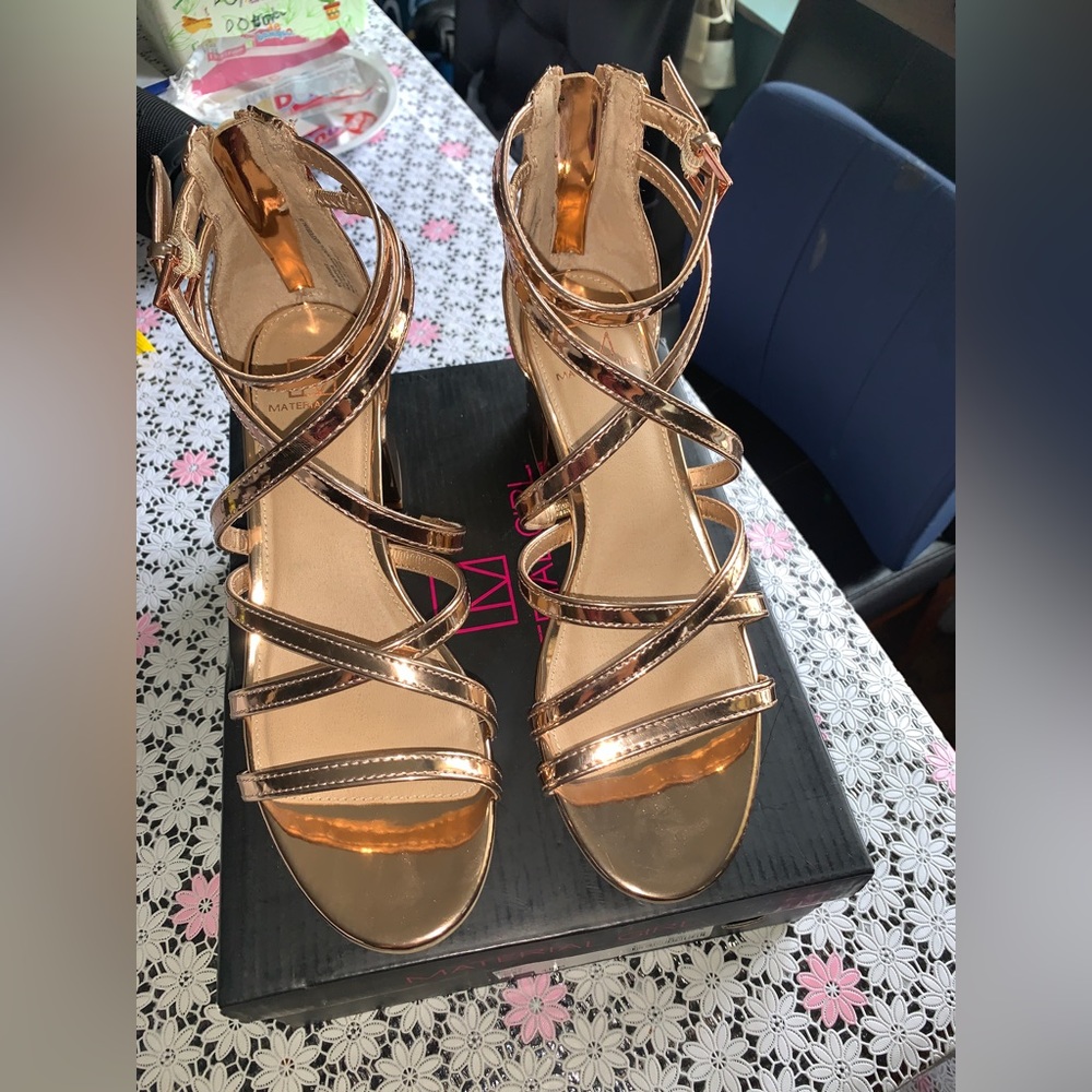 Rose Gold Material Girl Heel Blocks